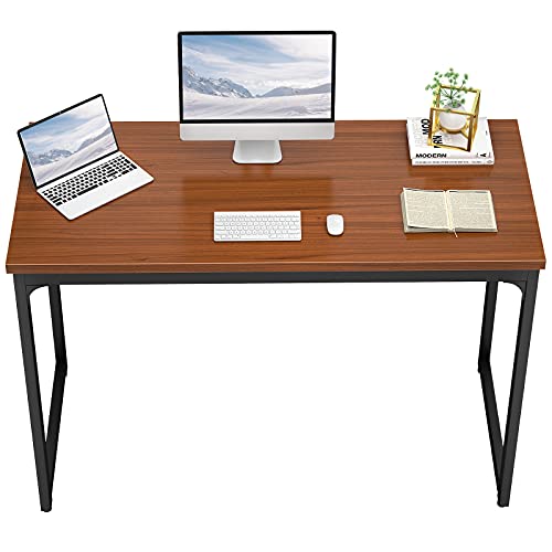 Foxemart Computer Desk 47â€ Modern Sturdy Office Desk 47 Inch PC Laptop Notebook Study Writing Table for Home Office Workstation, Teak