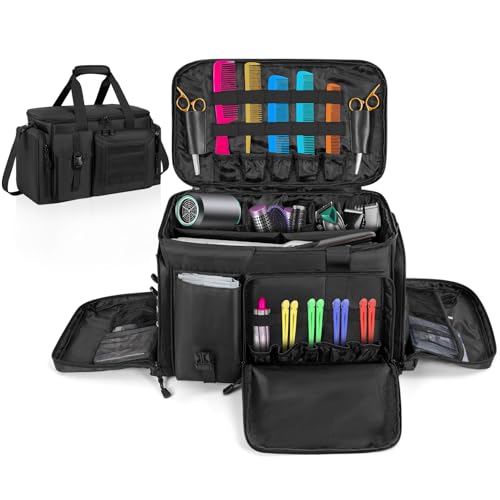 OUUTMEE Trousse de Rangement pour Coiffeur avec Diviseurs Réglables, Sac de Barbier pour Outils de Coupe de Cheveux, Étui de Rangement pour Salon de Coiffure...