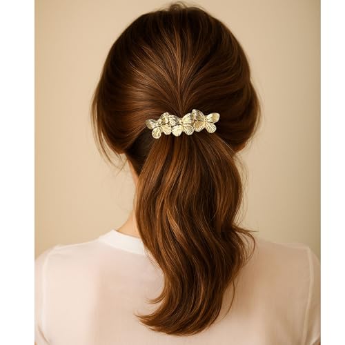 Image of Pack of 6 pcs Gold-Tone Hair Clips set , Decorative Butterfly and Leaf Design,Metal Hair Clip /Back pin for Wedding /Trending Hair Accessories for girls & Women,Golden Metal Hairclips for Girls Barrette Hair Clips Back Clip Hair Accessories for Women