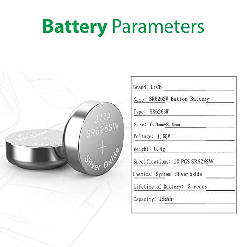 LiCB-10-PCS-SR626SW-377-AG4-15V-Button-Cell-Watch-Batteries