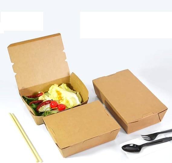 GB-Kraft Lunch Box Small Without Window, Grease-Resistant Baked Goods Gift Boxes - Built-In Lids, Kraft Paper Brownie Boxes, For Meals And Desserts - 50 Pieces.