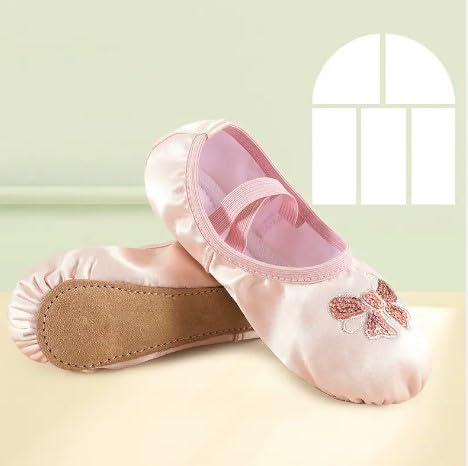 Girl's Ballet Shoes Canvas Dance Slippers Split Sole Kids3