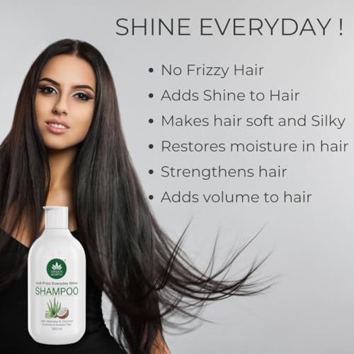 Image of GREEN WORTH GREENWORTH Everyday Shine Anti-Frizz Shampoo For Dry Damaged Thin Hair | Sulphate Free And Paraben Free | With Aloevera & Coconut | For Unisex | Lavender & Vanilla Essential Oil | 300 Ml