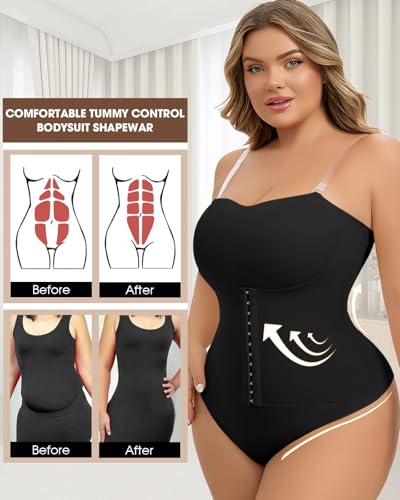 Image of Full Body Shaper for Women Open Crotch Shapewear Plus Size Girdle Belly Shapewear Body Shaper Strapless