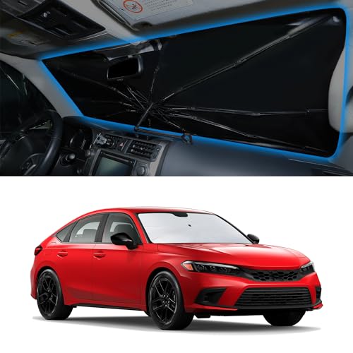 Image of Windshield Sun Shade Umbrella for 2022-2026 Civic for Honda | Full covered for windshield, Block UV Rays, Heat Reduction, Easy to install, Durable & Fold Up Small