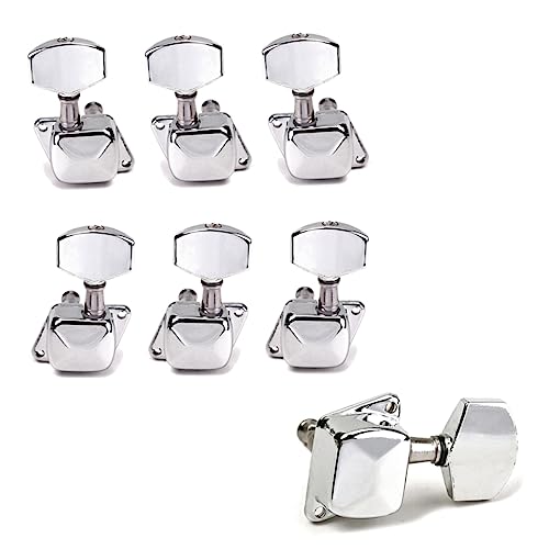 BESPORTBLE 6Pcs Chrome Acoustic Guitar Machine Heads Tuning Pegs for Electric Bass Guitar Lr Design Durable Construction Easy Installation with Ferrules and Screws