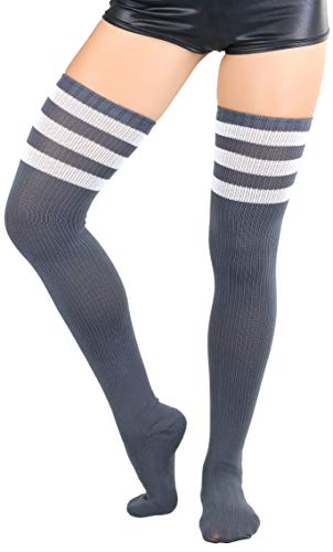 Image of ToBeInStyle Women's Over The Knee Thick Long Socks Thigh High w / 3 Contrast Stripe