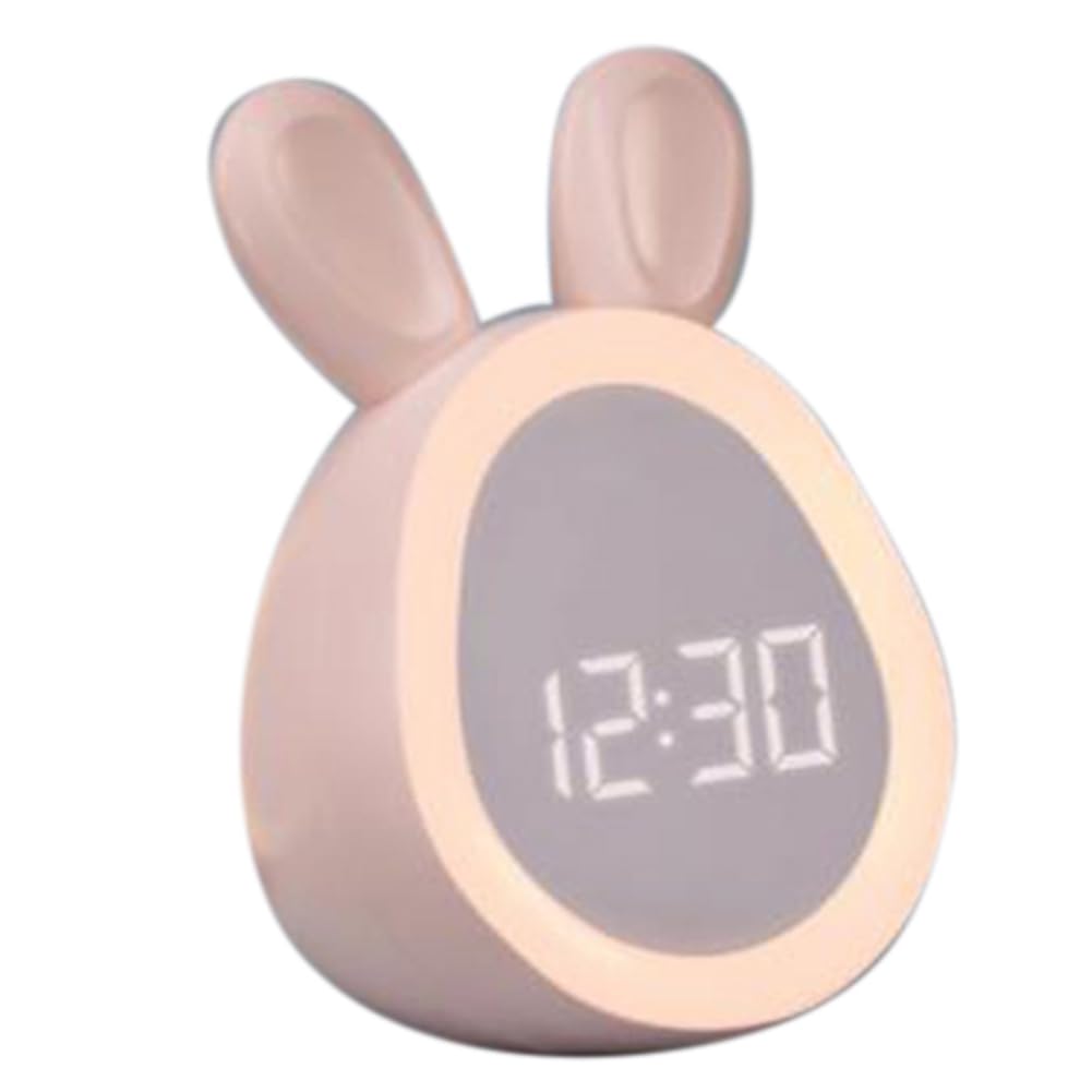 CTRLZS Children Cute Alarm Clock with Night Light Stepless Dimming LED Digital Alarm Clock for Boys and Girls Pink