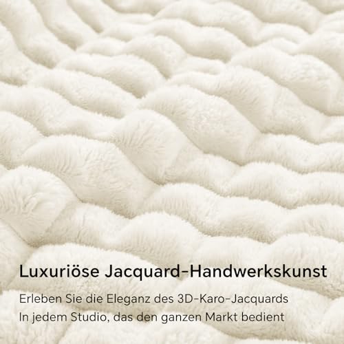 BEDELITE Kuscheldecke Flanell Flauschig, Creme Weiß, 125 x 150 cm – Ansicht 4