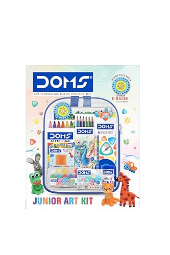 Doms Jonior Art Kit | Comes With Transparent Zipper Bag | Perfect Value Pack | Kit For School Essentials | Gifting Range For Kids | Combination of 8 Stationery Items - Image 2