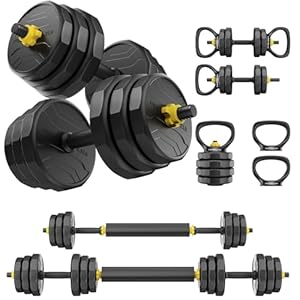 FEIERDUN Adjustable Dumbbells, 40/48/68/88lbs Free Weight Set with 4 Modes, Used as Barbell, Kettlebells, Push up Stand, Fitness Exercises for Home Gym Suitable Men/Women