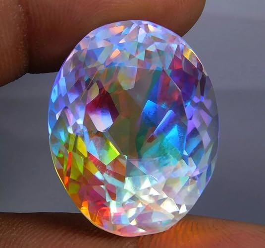 100 Ct Natural Rainbow Mystic Topaz Oval Cut Certified Loose Gemstone for Jewellery Making