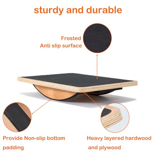 Non-Slip Wood Wobble Exercise Balance Board,up to 350 Ibs for Coordination Skills Obstacle Courses Sensory Toys for Kids and Adult,Professional Rocker Balance Board for Physical Therapy - Image 6