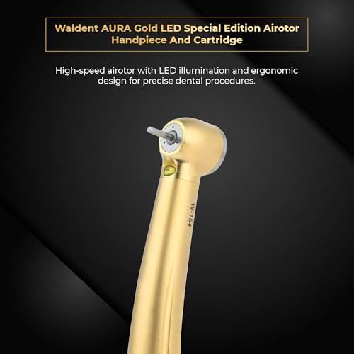 Image of Waldent Aura Gold LED Special Edition Airotor (W-154) Dental Handpiece | High-Speed, Advanced LED Illumination, Push Button Chuck, Durable Stainless Steel, Ergonomic Design