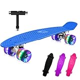 Smooth & Speedy Ride: Das cruiser board verfügt über weiche Pu Räder, Hochgeschwindigkeits abec-7-lager und eine hervorragende Stoßdämpfung. Kommt mit All-in-one Skate T-tool, hat alles, was Sie brauchen, um Ihr Skateboard zu straffen oder zu reparieren.