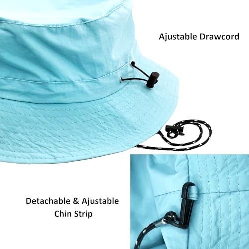 Image of woogwin Waterproof Bucket Rain Hat with Chin Strap Quick Dry Packable Boonie Sun Hat Safari Hat UV Protection