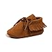 R&V Unisex Infant Baby Boys' Girls' Moccasins Soft Sole Tassels Prewalker Anti-Slip Toddler Shoes (S:0~6 Months, Bandage Tan)