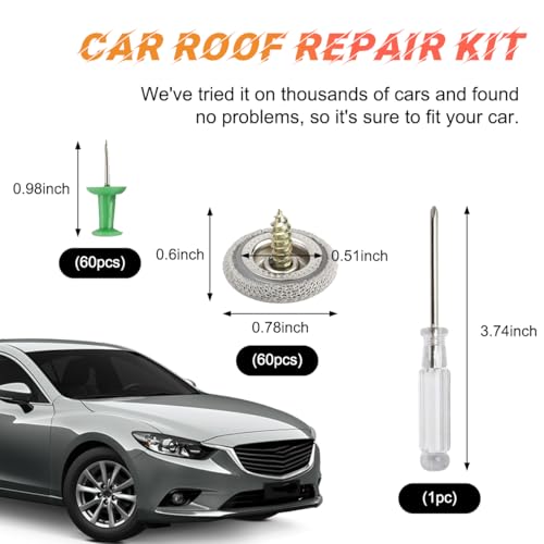 image for Yourkar 60 PCS Car Roof Headliner Repair Kit, Auto Roof Snap Rivets Re