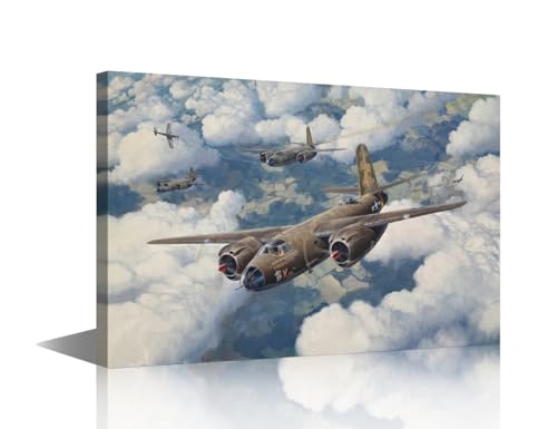 Avion B-26 Maraudeur décoration murale salon : grand tableau vintage TISHIRON