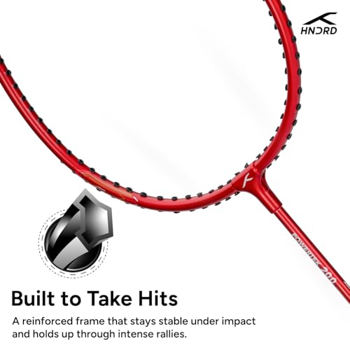 Image of Hundred Powertek 200 Aluminium Badminton Racket Combo, 2 Strung Rackets with 1 Full Cover & 3 Aura Nylon Shuttlecocks, Lightweight Shuttle Bats for Match Play