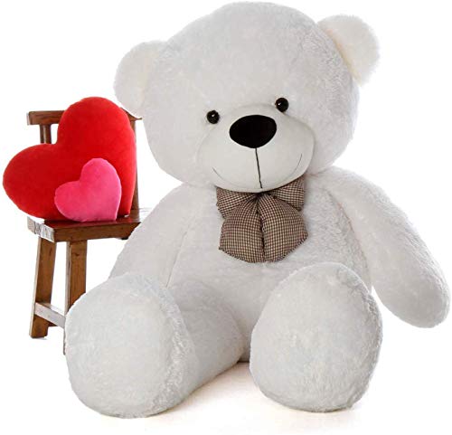 Image of HUG 'n' FEEL SOFT TOYS Soft Toys Long Soft Lovable Huggable Cute Giant Life Size Teddy Bear Child Safe Best for Birthday Gift Valentine Gift for Girlfriend 5 FEET White Plush & Stuffed Toys