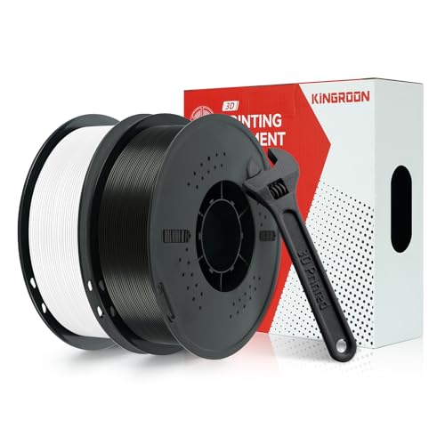 Kingroon PETG 3D Printer Filament, Dimensional Accuracy +/- 0.03 mm, 1 kg Spool(2.2lbs), 1.75mm,2KG White+Black 2*1kg(white&black) PETG