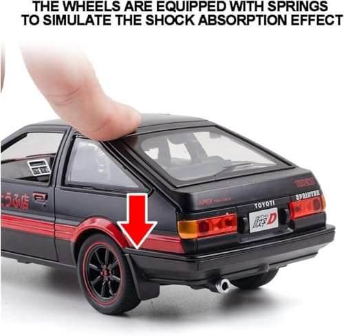 Image of Invite 1:24 Scale Toyota AE86 Die-Cast Model Car - Alloy Metal Pullback Toy Car with Openable Doors, Lights & Music - Luxury Sports Car Toy for Kids & Collectors (1:24 Toyota AE86-Red Color)