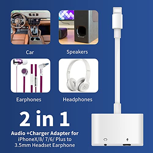 Hoofdtelefoonadapter voor iPhone, 2-in-1 iPhone-adapter ondersteunt het opladen van muziek iPhone splitter compatibel… - Image 6