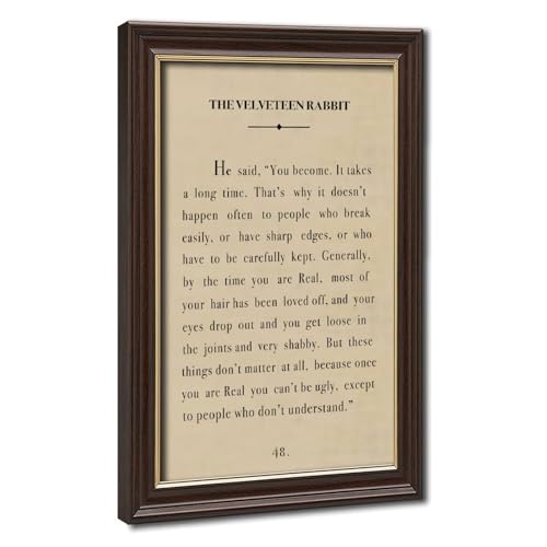 Impression sur toile vintage The Velveteen Rabbit avec citation littéraire pour salon