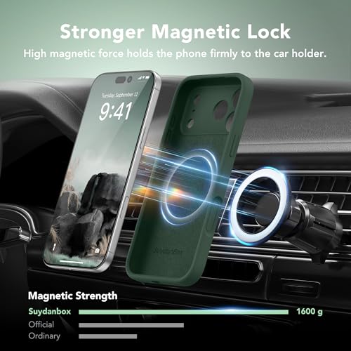 Image of Magnetic for iPhone 17 Pro Case, Compatible with MagSafe, [Full Camera Protection][Screen Protector] Silicone Shockproof Protective Phone Case for iPhone 17 Pro 6.3 inch, Alpine Green