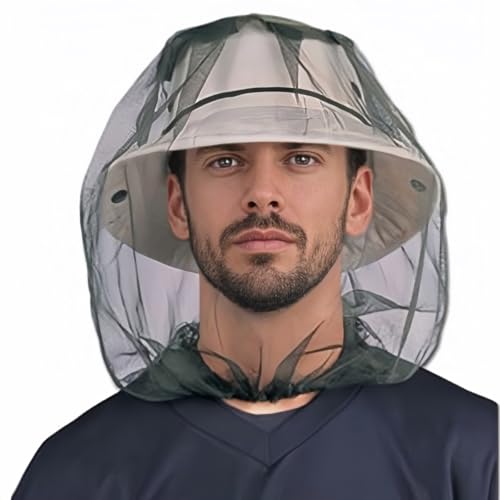 Red para Cabeza contra Mosquitos para Sombrero - Extra Grande y Malla Fina (620 agujeros por pulgada) - Cubierta Facial Anti-insectos para Camping, Senderismo, Pesca - Protección Ligera Reutilizable Verde Ejército miniatura 1