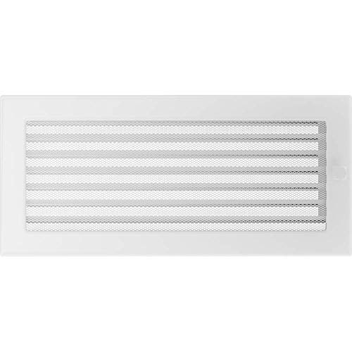 Kratki Ventilation Grille Fireplace Grille 17 cm x 37 cm White with Blinds, 17 x 37 cm