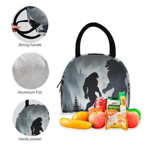 Backpack Lunch Box Set Large Capacity Travel Backpacks and Insulated Lunch Bag for Commute Hiking Picnic Shade Of Werewolf Print4