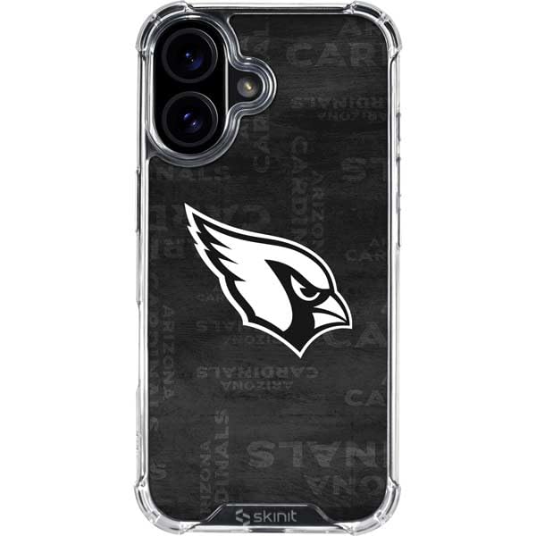 Skinit Clear Phone Case Compatible with iPhone 16 Plus - Officially Licensed NFL Arizona Cardinals Black & White Design