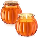 Conelist 2 Pack Pumpkin Shaped Scented Candles Fall Pumpkin Spice Candles Decor Natural Soy Wax Candle for Home Autumn Halloween Thanksgiving Gift Farmhouse Decoration (Orange)
