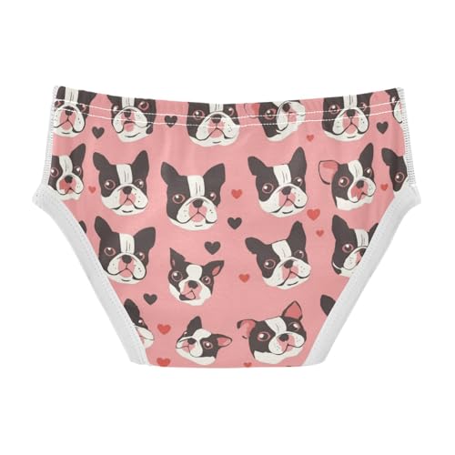 Wusikd Cute Boston Terrier Boys' Underwear Cotton Hearts Boys Briefs Soft Toddler Underwear 2T2