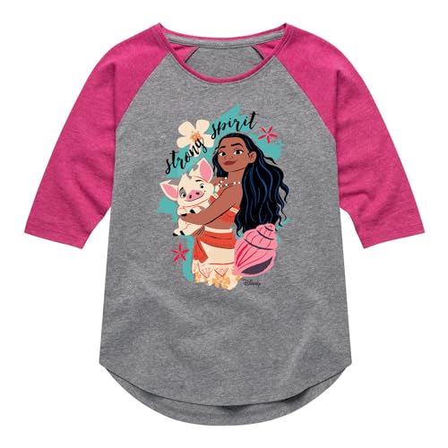 Disney - Moana Strong Spirit - Toddler & Youth Girls Raglan Graphic T-Shirt