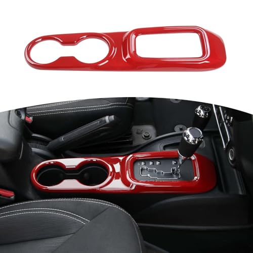 RT-TCZ JK Gear Shift Panel Trim Cover, Front Cup Holder Trim Cover for Jeep Wrangler JK JKU 2011-2017 Interior Accessories Red