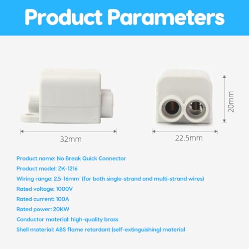 Miniatura 4 de Conector Divisor Tipo T Caja De Conexiones 3 Vías 6 Uds. Alta Potencia 1000v 100a Zk-1216