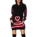 Alueeu Valentinstag Kleid Damen Vintage Langarm Sexy Partykleid Elegant Valentinstag Kostüm Cartoon Drucken Oberteil Langarmshirt Lässig Sweatshirt Frühling Herbst Winter Shirts Festliche Geschenk