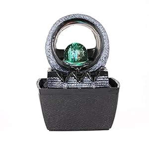 Dyna-Living Indoor Water Fountain with Rolling Ball LED Light Feng Shui Tabletop Fountain Sound Relaxation Fountain Home Office Decoration,3 Pin UK Plug Included