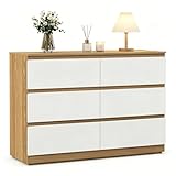 GRAVFORCE Kommode mit 6 Schubladen Sideboard mit Großer Kapazität, Holz Schubladenschrank für Schlafzimmer Wohnzimmer Flur Büro Organizer (100Bx30Tx70H)