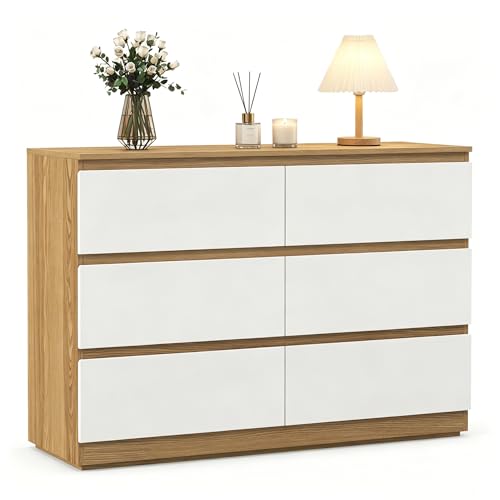 GRAVFORCE Kommode mit 6 Schubladen, Holz Sideboard mit viel Stauraum, Moderner Schubladenschrank für Schlafzimmer, Wohnzimmer, Flur, Stauraummöbel, 100Bx30Tx70H GRAVFORCE Kommode mit 6 Schubladen, Holz Sideboard mit viel Stauraum, Moderner Schubladenschrank für Schlafzimmer, Wohnzimmer, Flur, Stauraummöbel, 100Bx30Tx70H