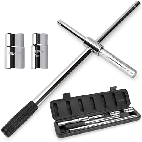 TONDA Extended Lug Wrench, 4 Way Tire Iron for Car, Lug Nut Removal Tool with Storage Case, 1/2 Drive with 17/19mm and 21/23mm Sockets