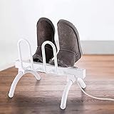 【SEGURO Y RÁPIDO】 El diseño de este secador de zapatos eléctrico es adecuado para colgar diferentes tipos de zapatos. Y la temperatura es segura para zapatos de diferentes materiales, no será demasiado alta para dañar los zapatos. También podría usarse en guantes, sombreros y accesorios.