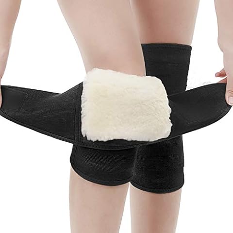 PURFUN Cold Weather Thermal Thicken Cashmere Knee Braces Warmer Dad Grandfather Adjustable Compression Warm Wool Kneepads Leg Warmer Sleeves Knee Support for Ski Volleyball Tennis Hunting Cover