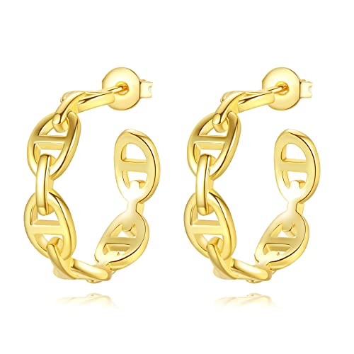 Boucles d'oreilles créoles en or 18 carats pour femme, bijoux fins cadeaux pour filles, petite amie, sœur, fille(16) Cover
