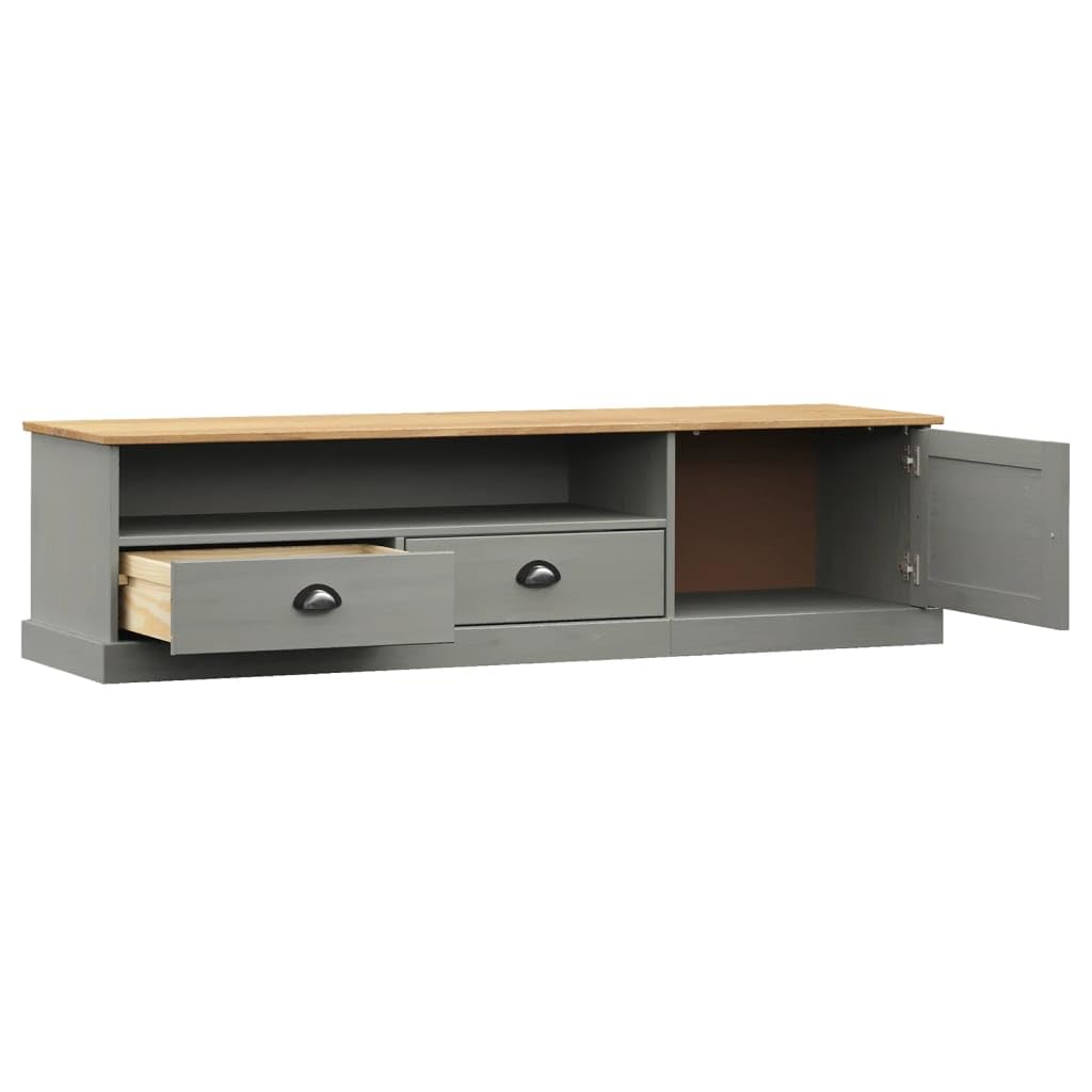 Mobile libreria e porta tv Mobile camera Mobile Porta TV VIGO Grigio 156x40x40 cm Legno Massello di Pino