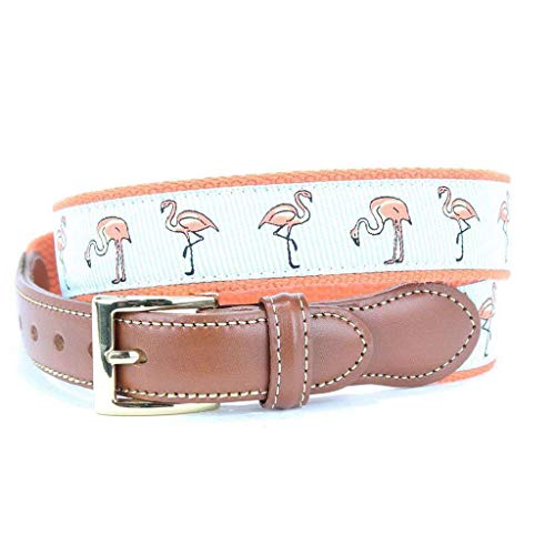 COUNTRY CLUB PREP Flamingo Flock Leather Tab Belt in Melon