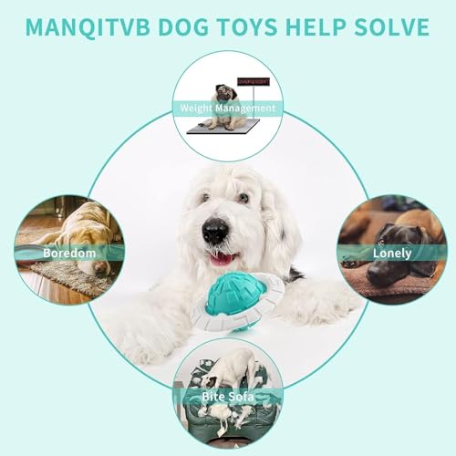 Image of DISSKNIC KIMEE Dog Toys for Aggressive Chewers, Rubber Dog Ball Toy, Indestructible Squeaky Chew Toy, Interactive Fetch Ball for Large & Small Dogs, Puppy Teething Dental Toy, UFO Flying Disc (Blue)